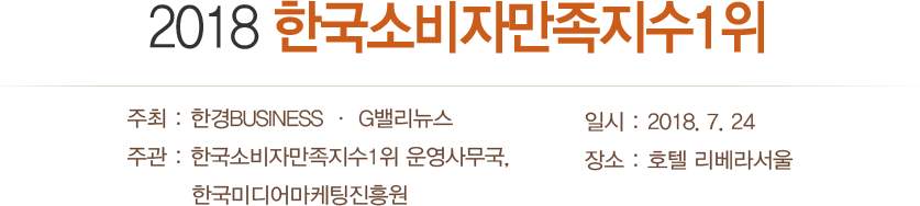 2018 한국 소비자만족지수 1위