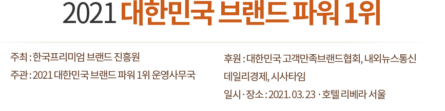 2021 대한민국 브랜드 파워 1위